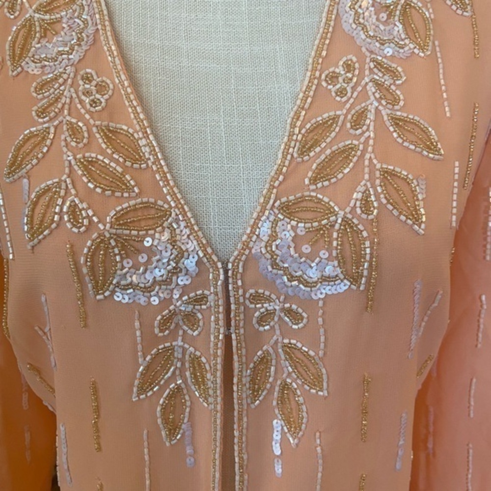 Midnight Velvet Peach‎ Beaded Jacket size medium vintage style jacket - Picture 5 of 12